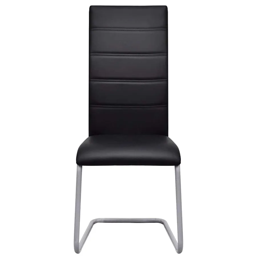 Chaises à manger cantilever lot de 2 noir similicuir - 3