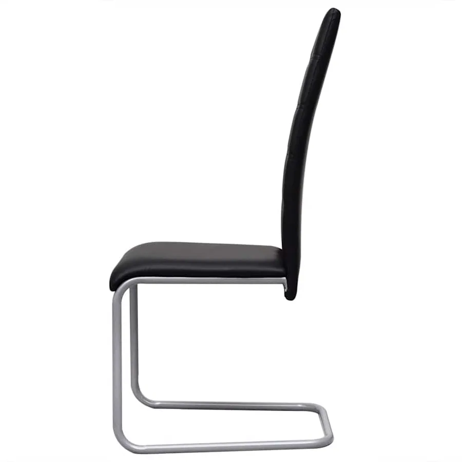 Chaises à manger cantilever lot de 2 noir similicuir - 4