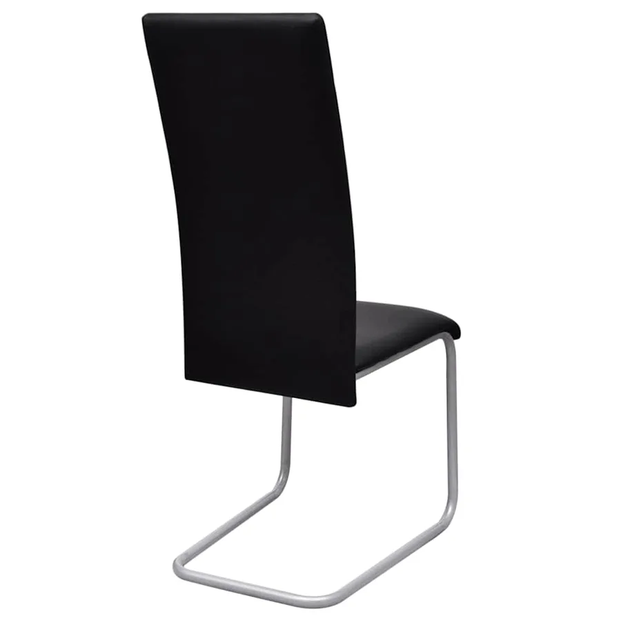 Chaises à manger cantilever lot de 2 noir similicuir - 5