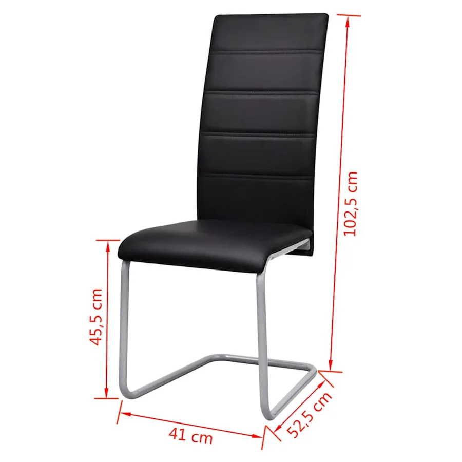 Chaises à manger cantilever lot de 2 noir similicuir - 8