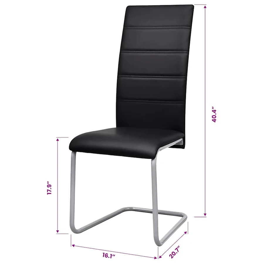 Chaises à manger cantilever lot de 2 noir similicuir - 9