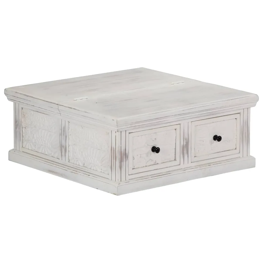 Table basse Blanc 70x70x30 cm Bois de manguier massif
