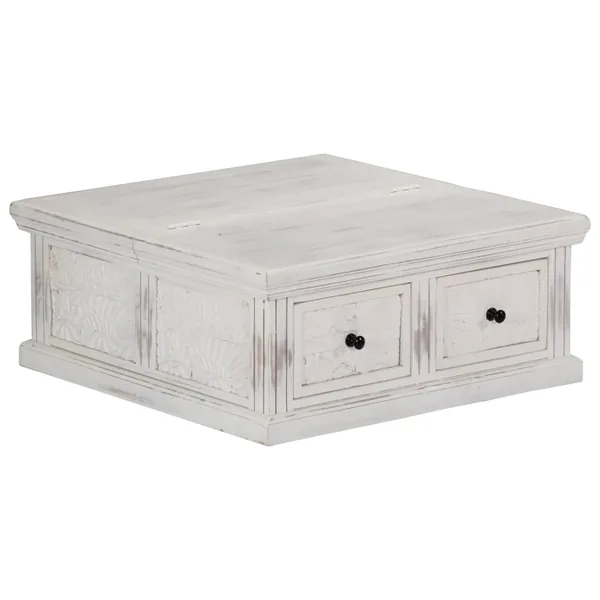 Table basse Blanc 70x70x30 cm Bois de manguier massif