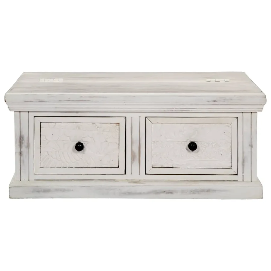 Table basse Blanc 70x70x30 cm Bois de manguier massif - 2