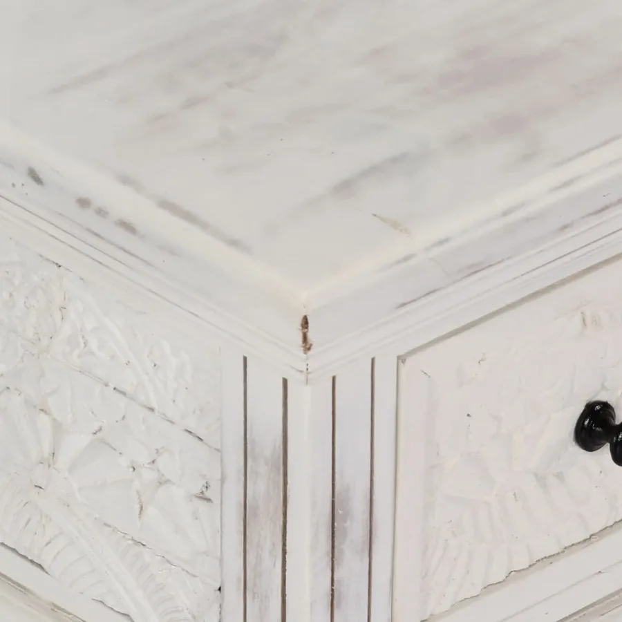 Table basse Blanc 70x70x30 cm Bois de manguier massif - 4