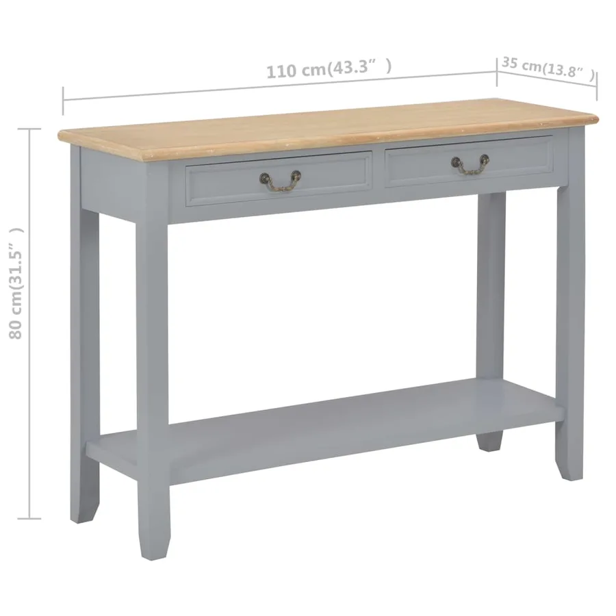 Table console Gris 110x35x80 cm Bois - 8