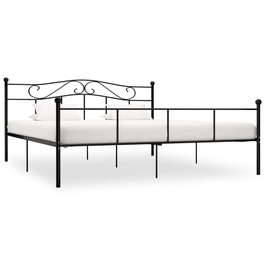 Cadre de lit sans matelas noir métal 180x200 cm