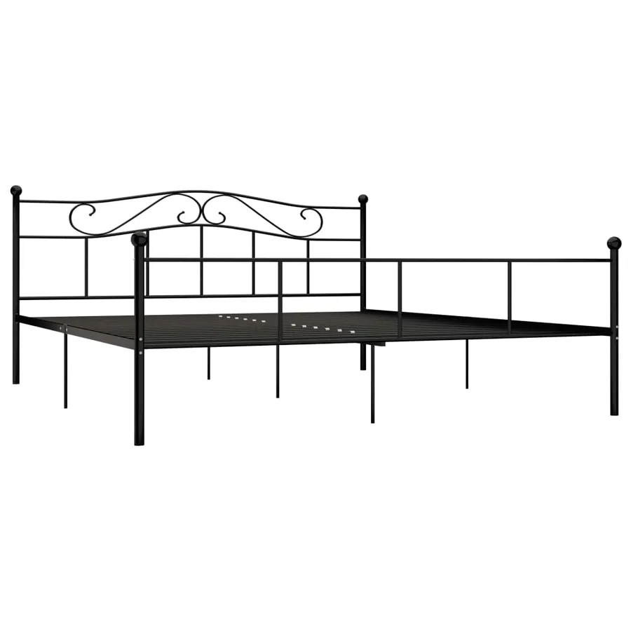 Cadre de lit sans matelas noir métal 180x200 cm - 2