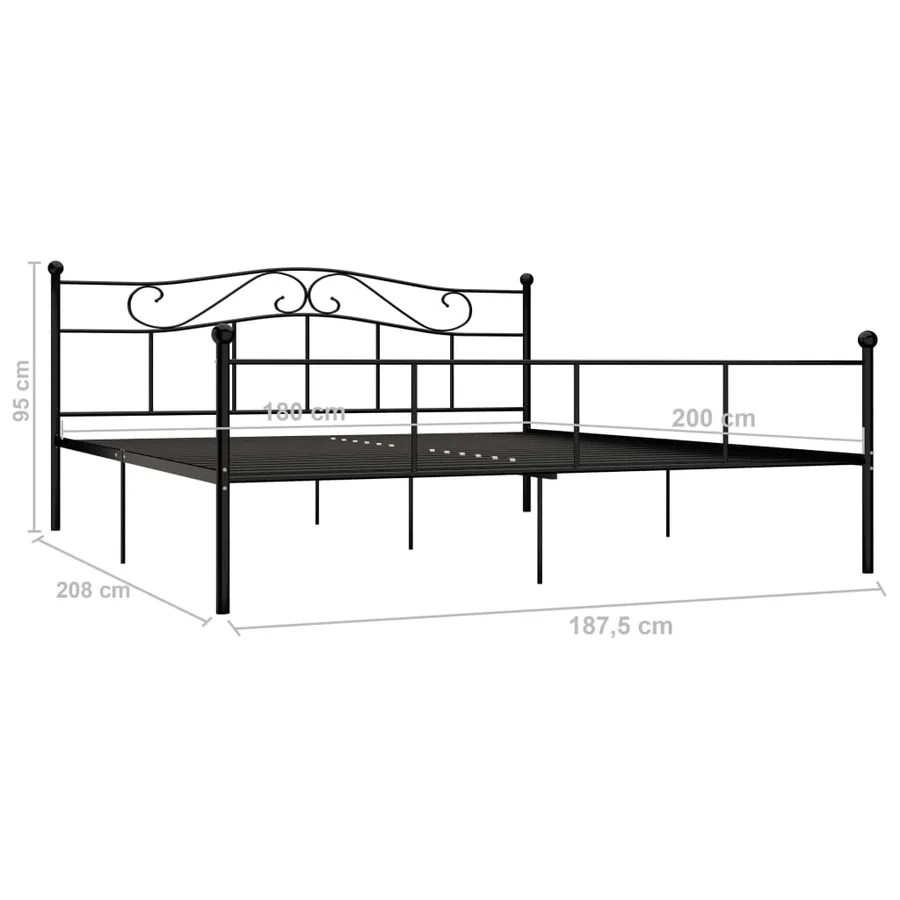Cadre de lit sans matelas noir métal 180x200 cm - 6