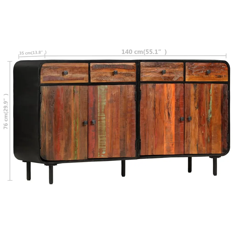 Buffet Bois de récupération solide 140x35x76 cm - 9
