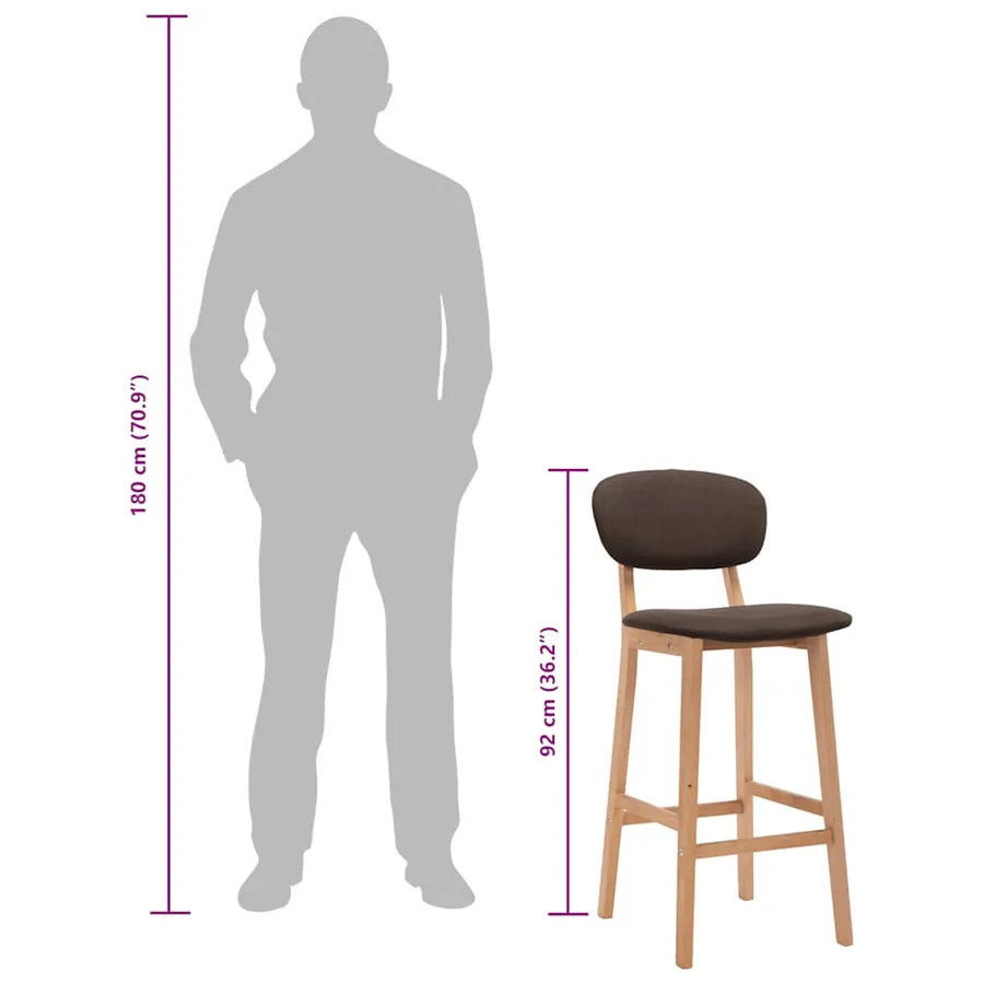 Tabourets de bar lot de 2 marron tissu - 9