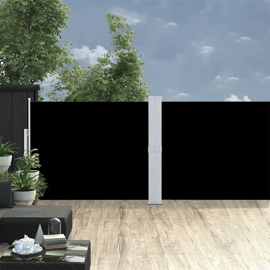 Auvent latéral rétractable de patio 140x1200 cm Noir