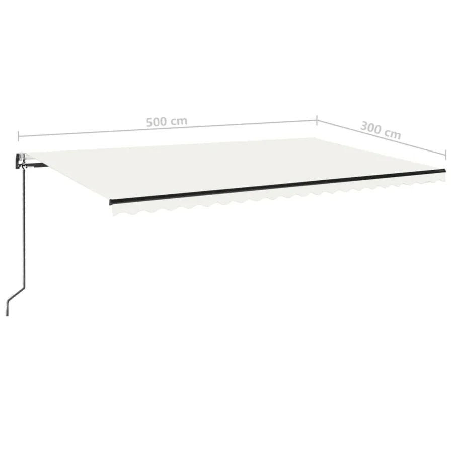 Auvent automatique avec capteur de vent et LED 500x300 cm Crème - 10