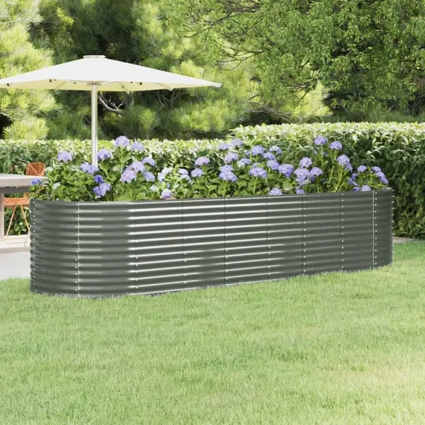 Lit surélevé de jardin Acier galvanisé 322x100x68cm gris