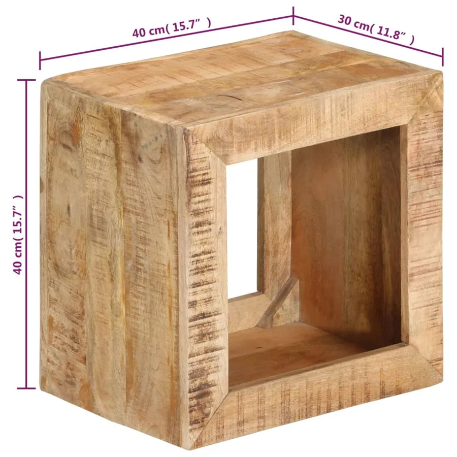Tabouret 40x30x40 cm Bois de manguier solide - 7