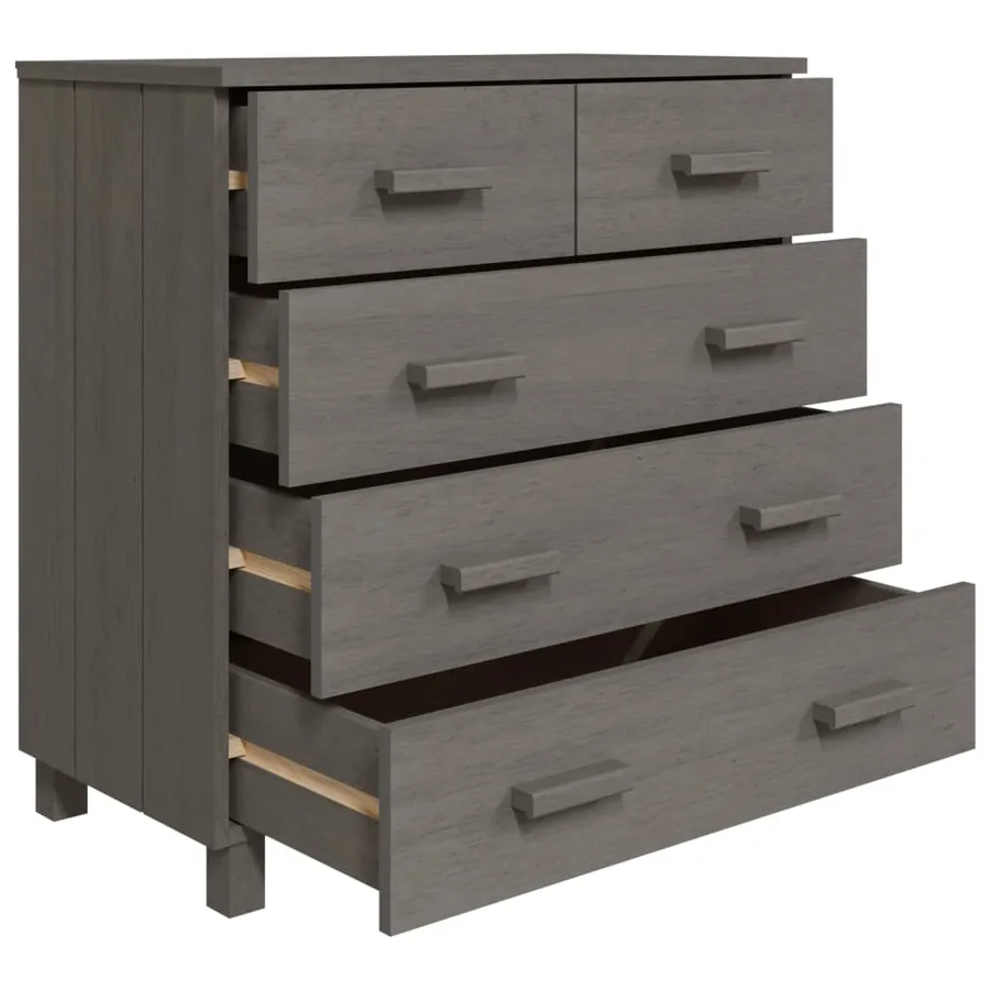 Buffet HAMAR Gris clair 79x40x80 cm Bois massif de pin - 5