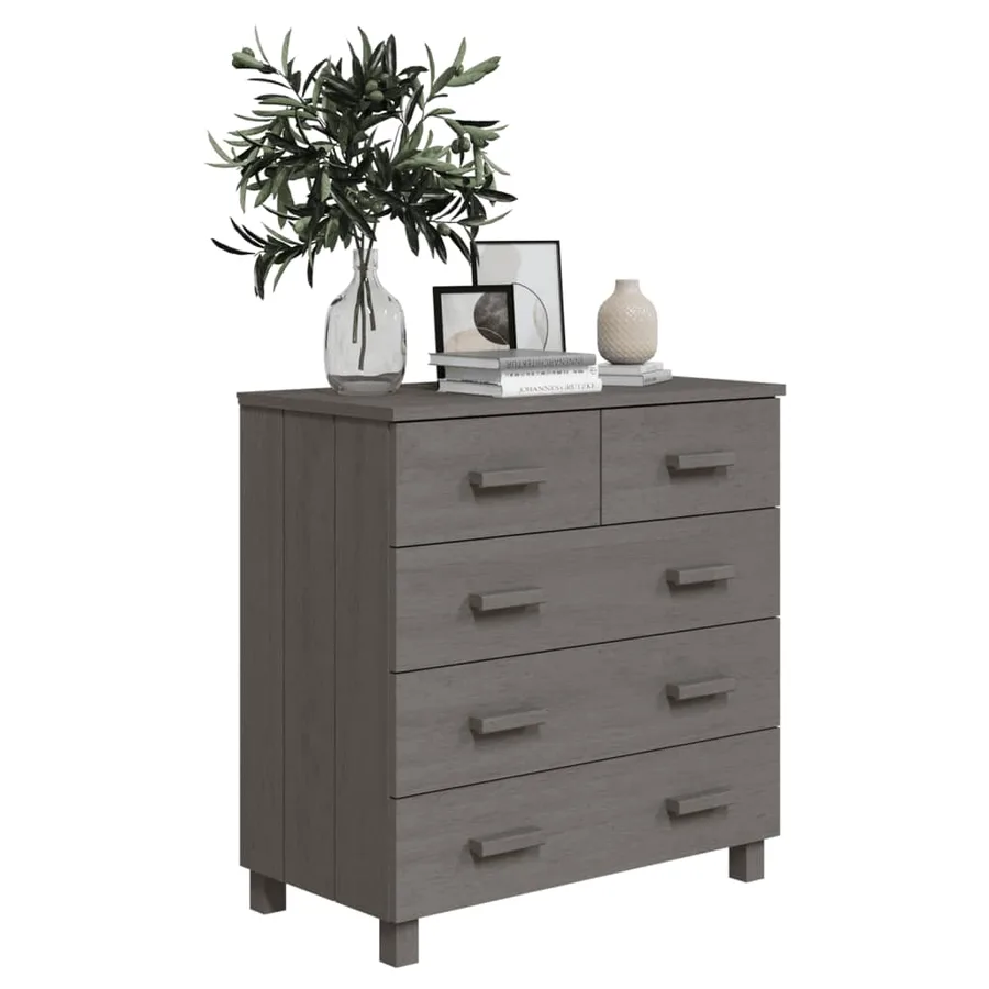 Buffet HAMAR Gris clair 79x40x80 cm Bois massif de pin - 6