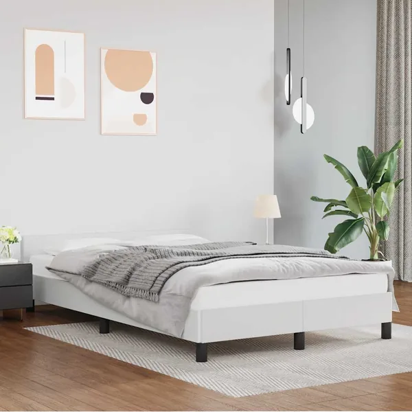 Cadre de lit avec tête de lit sans matelas blanc 120x200 cm