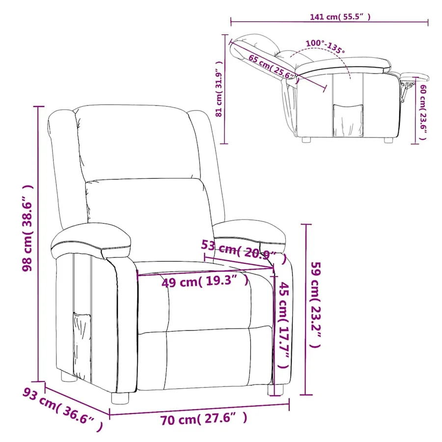 Fauteuil inclinable Blanc Similicuir - 9