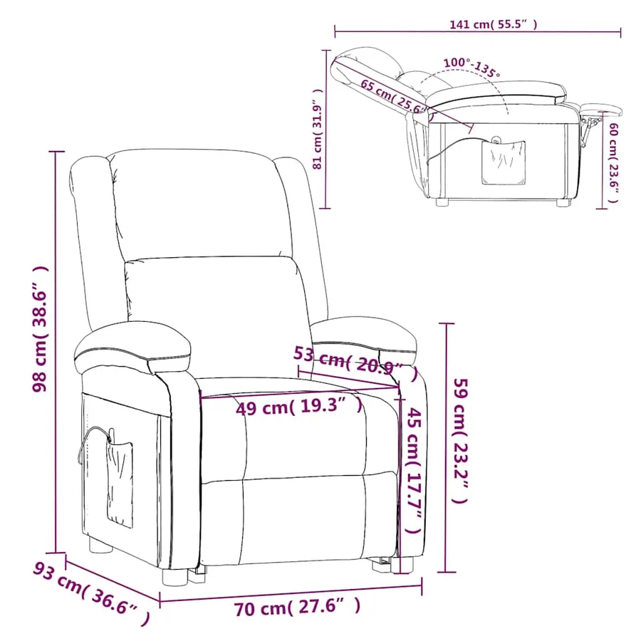 Fauteuil de massage Gris clair Tissu - 11