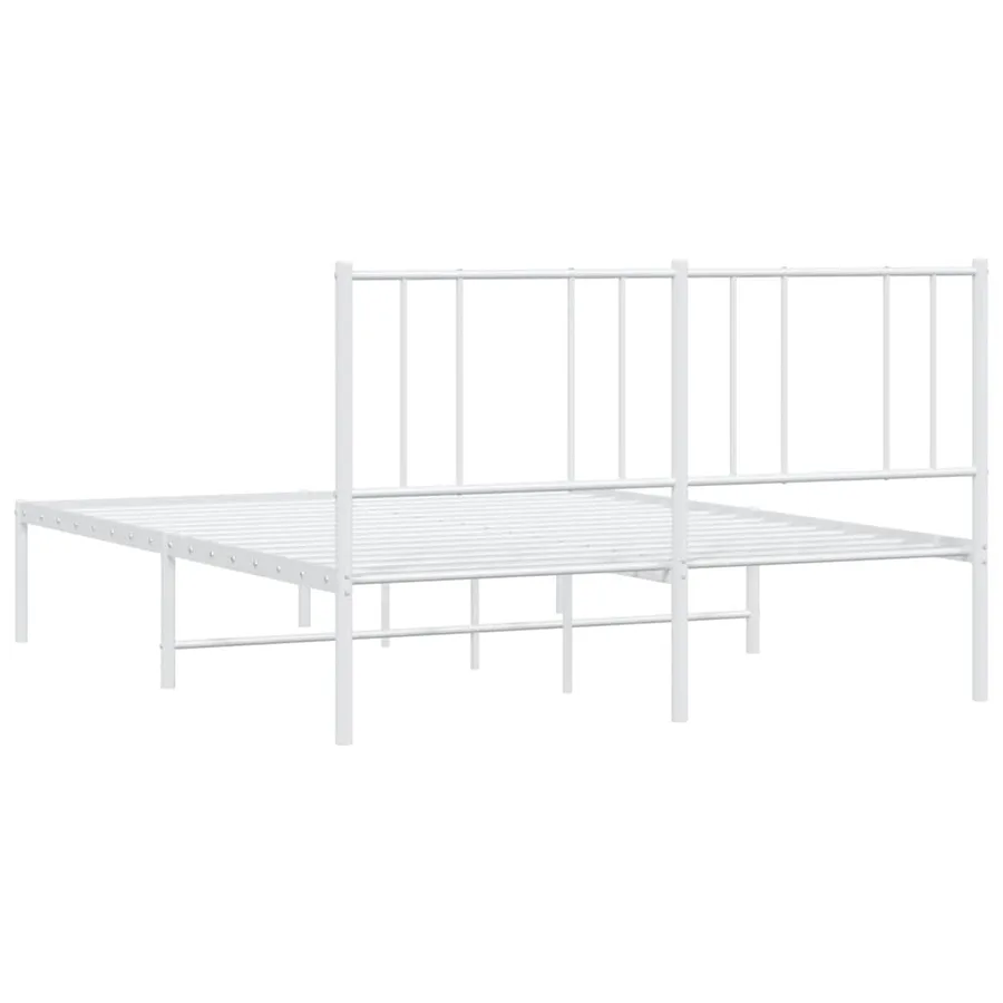 Cadre de lit métal sans matelas et tête de lit blanc 135x190 cm - 8