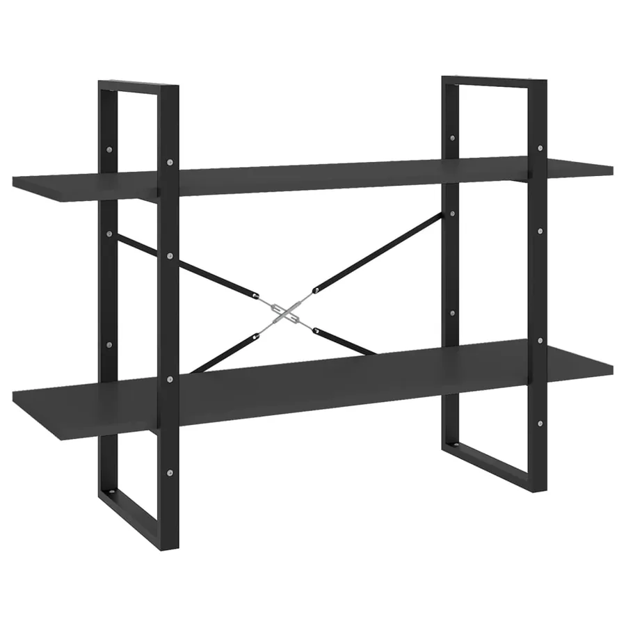 Bibliothèque à 2 niveaux gris 100x30x70 cm bois d'ingénierie - 2