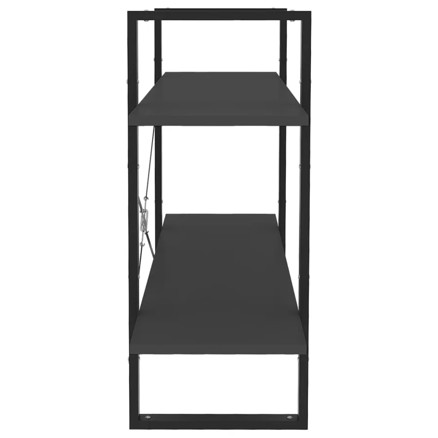 Bibliothèque à 2 niveaux gris 100x30x70 cm bois d'ingénierie - 6
