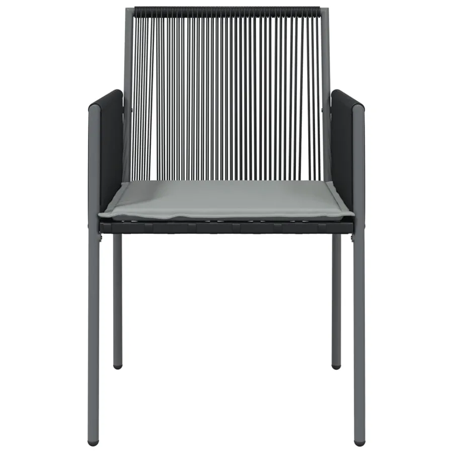 Chaises de jardin et coussins lot de 2 noir 54x60,5x83,5 cm - 4
