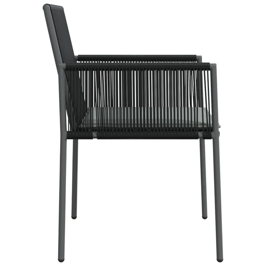 Chaises de jardin et coussins lot de 2 noir 54x60,5x83,5 cm - 5