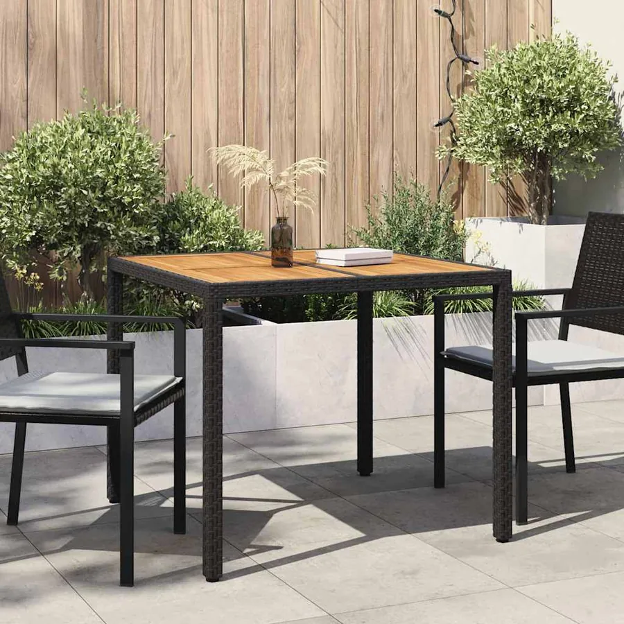 Table de Jardin Noir 90 x 90 x 75 cm polyrotin