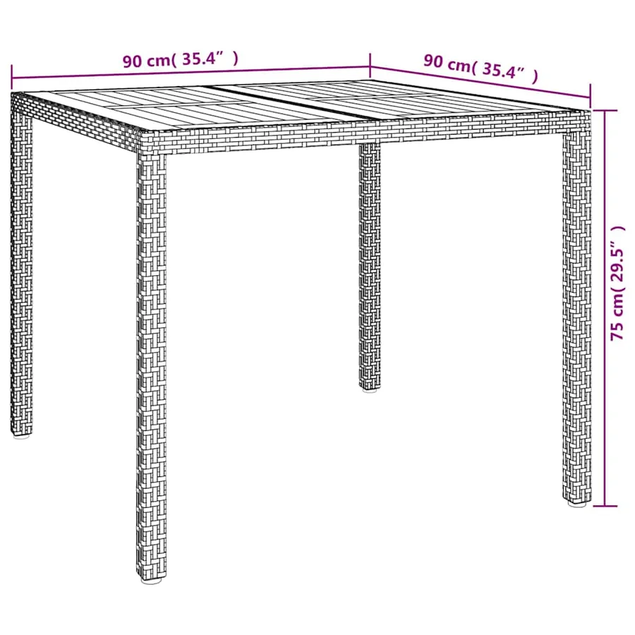 Table de Jardin Noir 90 x 90 x 75 cm polyrotin - 7