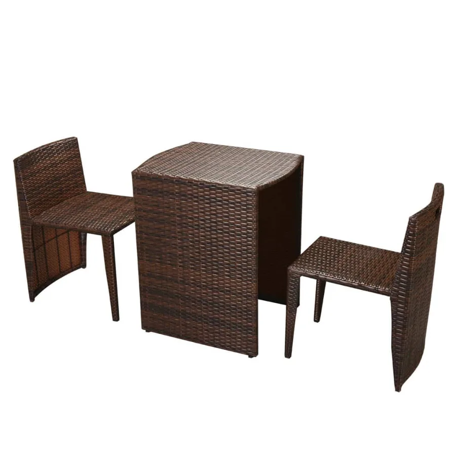 Ensemble de bistro 3 pcs avec coussins Résine tressée Marron - 3