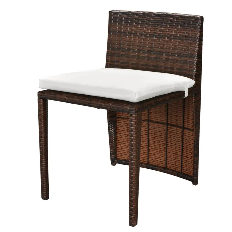 Ensemble de bistro 3 pcs avec coussins Résine tressée Marron - 6