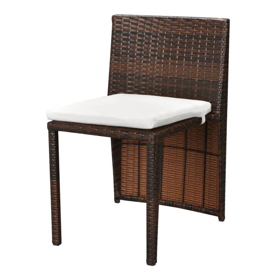 Ensemble de bistro 3 pcs avec coussins Résine tressée Marron - 7