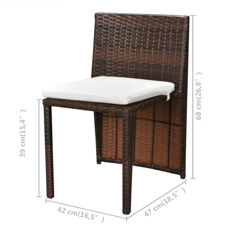 Ensemble de bistro 3 pcs avec coussins Résine tressée Marron - 8
