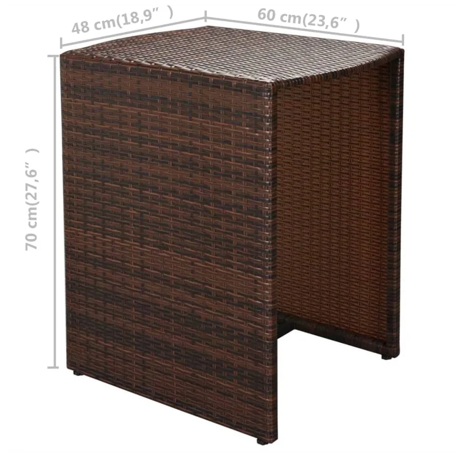 Ensemble de bistro 3 pcs avec coussins Résine tressée Marron - 9