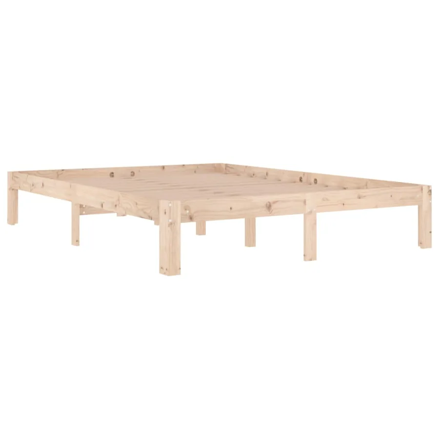 Cadre de lit sans matelas bois de pin massif 140x190 cm - 3