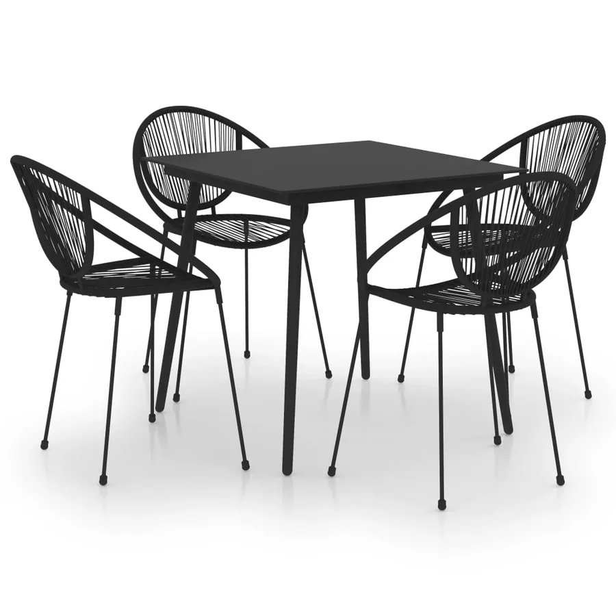 Ensemble à manger d'extérieur 5 pcs Rotin PVC Noir - 2