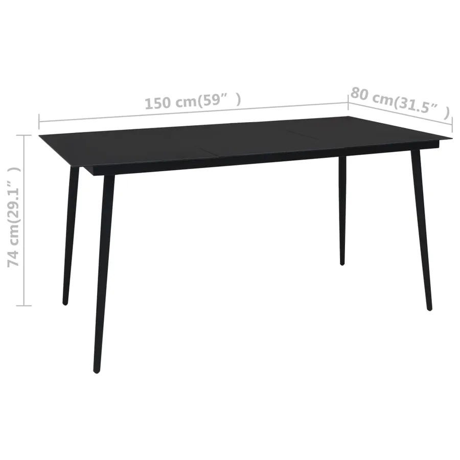 Ensemble à manger d'extérieur 7 pcs Rotin PVC Noir - 12
