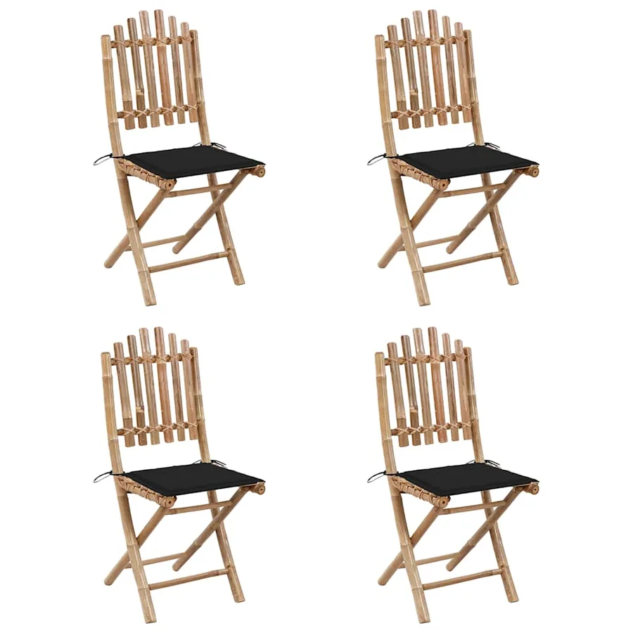 Mobilier à dîner d'extérieur pliable 5 pcs avec coussins bambou - 2