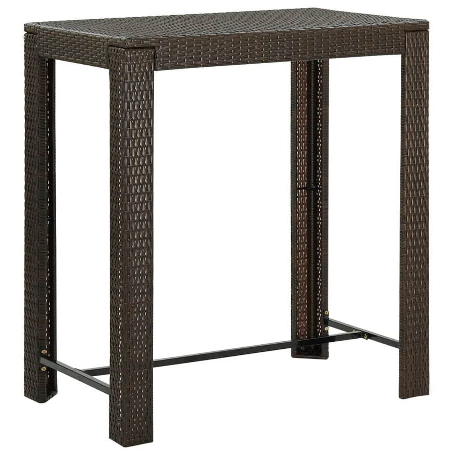 Ensemble de bar de jardin 7 pcs coussins Résine tressée Marron - 8