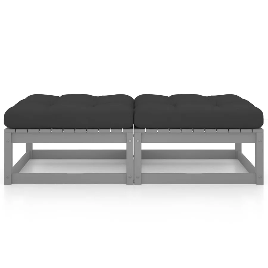 Repose-pieds de jardin avec coussins lot de 2 Bois pin solide - 2