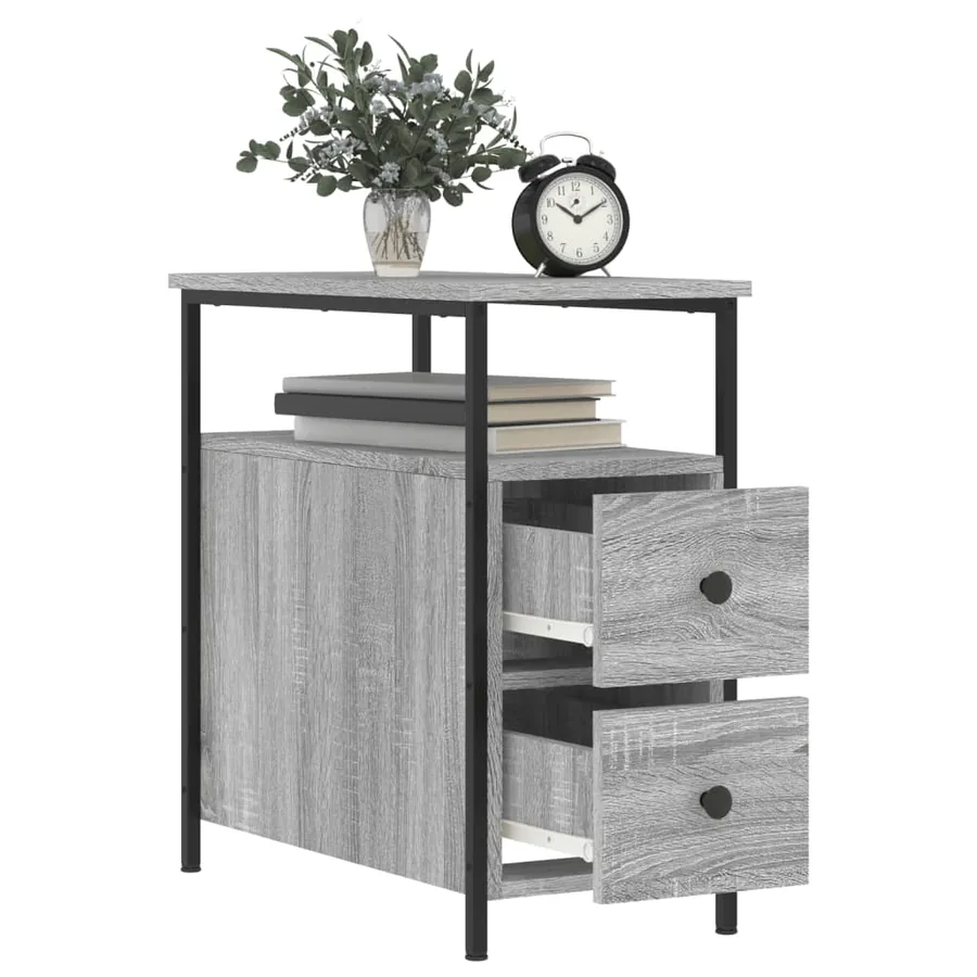 Table de chevet sonoma gris 30x60x60 cm bois d'ingénierie - 4