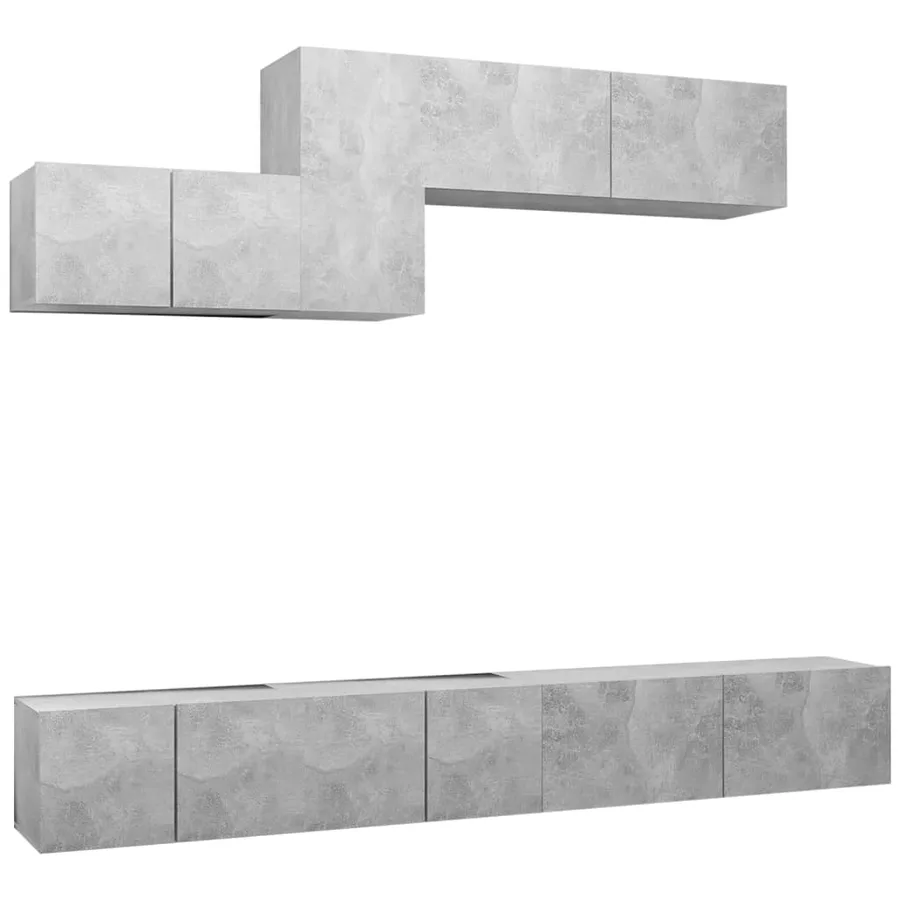 Ensemble de meubles TV 6 pcs Gris béton Bois d'ingénierie - 2