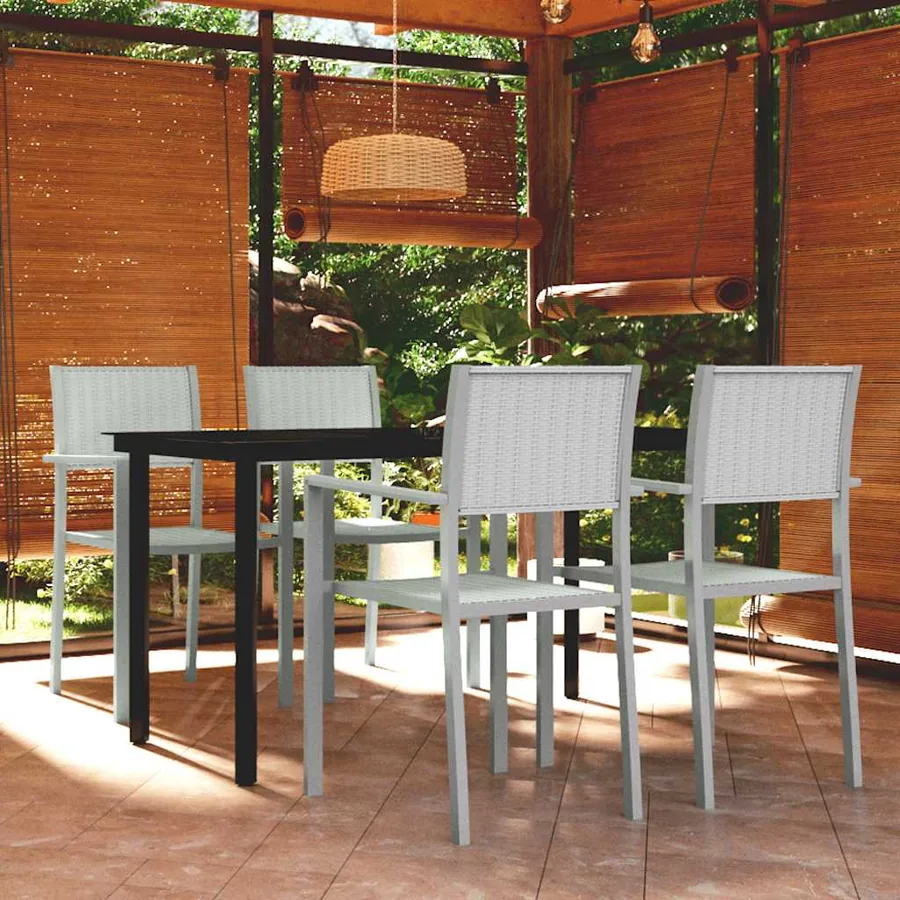 Ensemble à manger de jardin 5 pcs Blanc