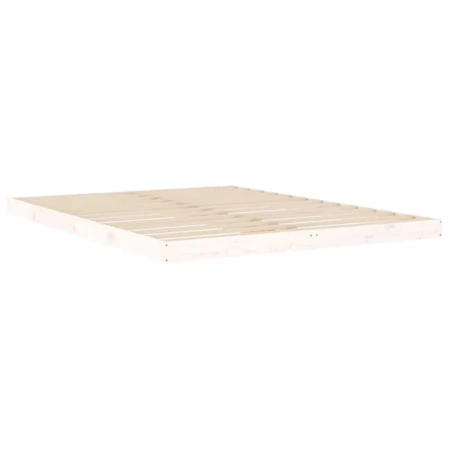 Cadre de lit sans matelas blanc 150x200 cm bois de pin massif - 4
