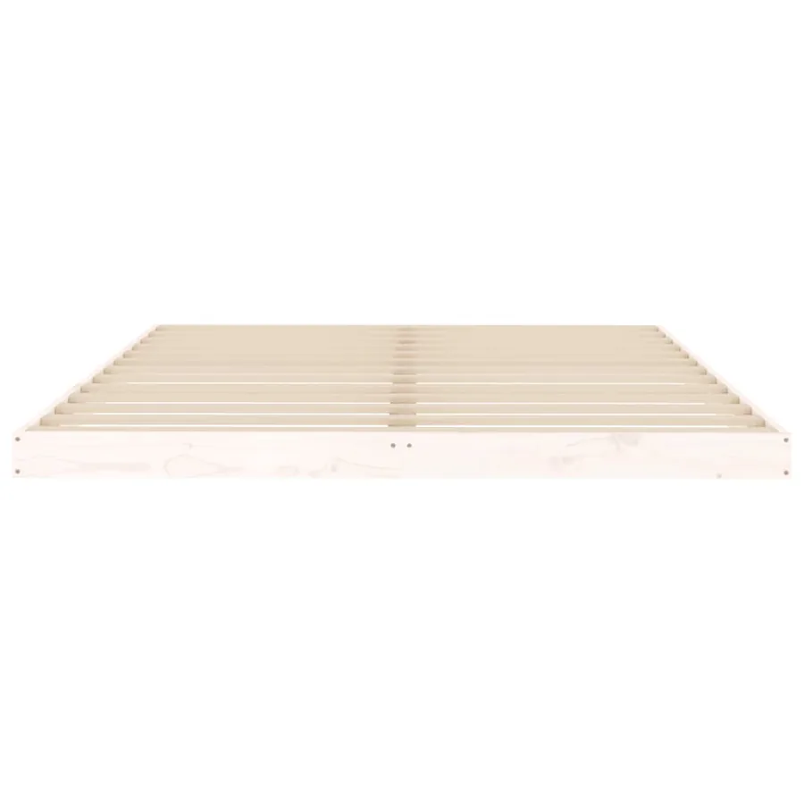 Cadre de lit sans matelas blanc 150x200 cm bois de pin massif - 5