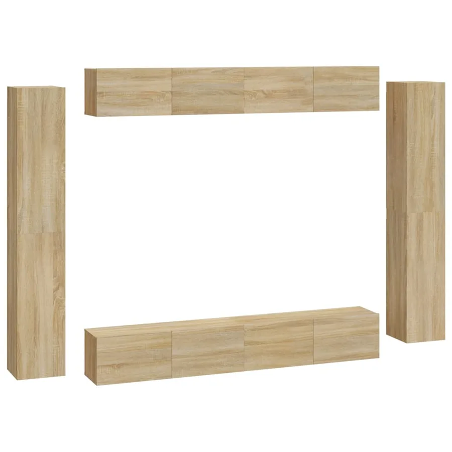 Ensemble de meubles TV 8 pcs Chêne sonoma Bois d'ingénierie - 2