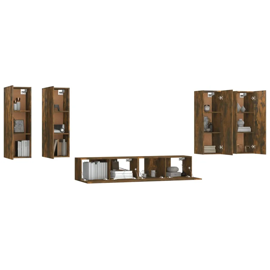 Ensemble de meubles TV 6 pcs Chêne fumé Bois d'ingénierie - 6