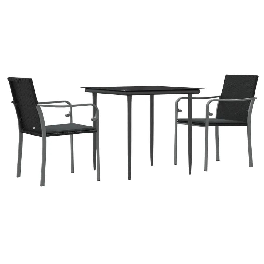 Ensemble à manger de jardin 3 pcs coussins résine tressée acier - 3